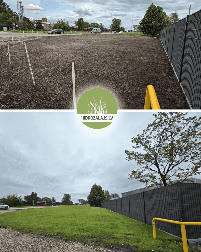 Industriāla teritorija pēc hidrosēšanas