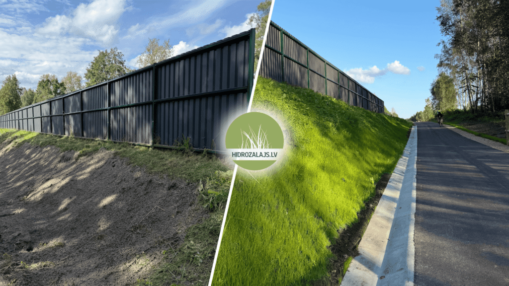 Nogāzes rezultāts pēc hidrosēšanas