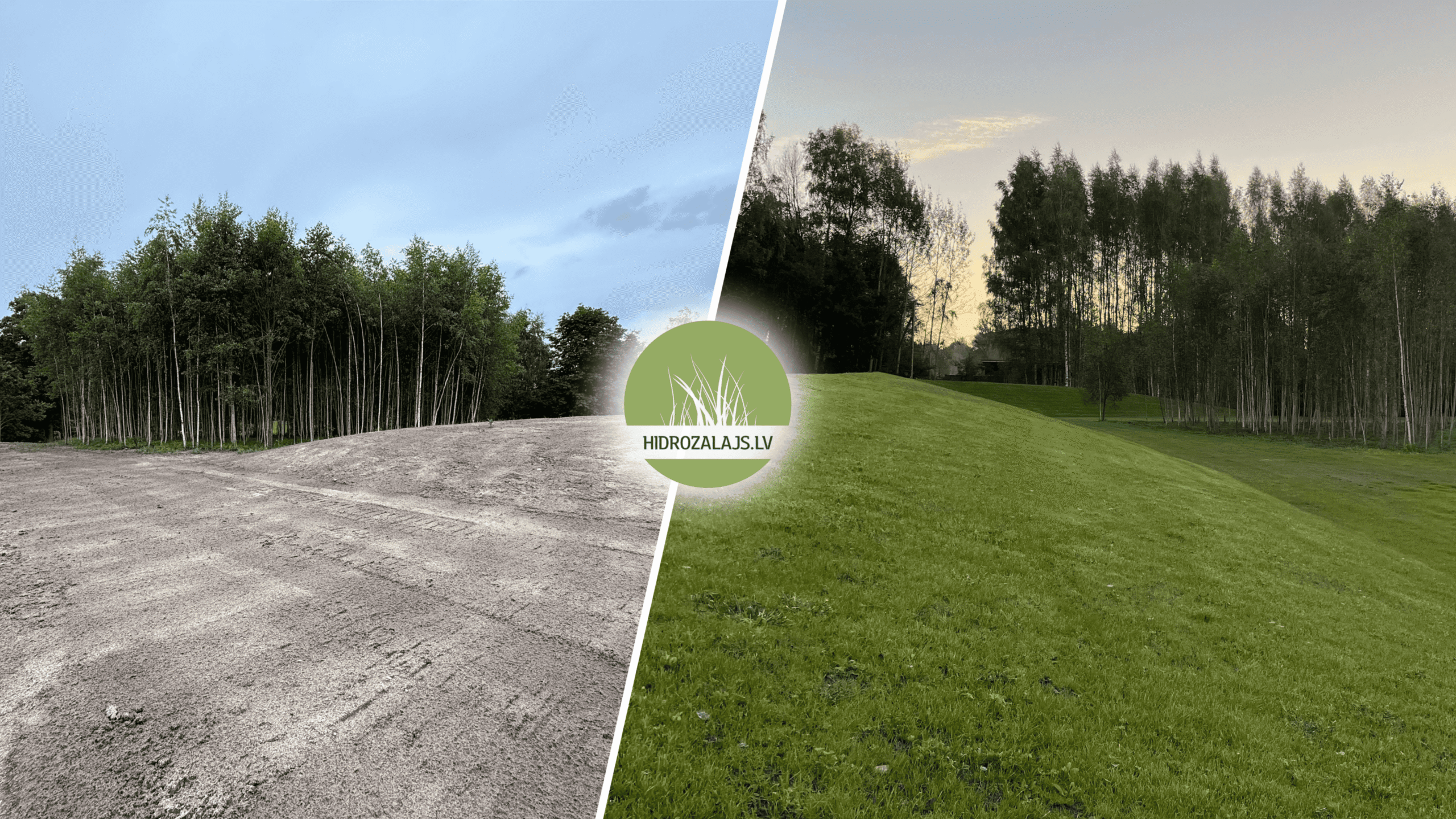 Vihreytämisen tulos ennen ja jälkeen hydroseedingin penkereellä